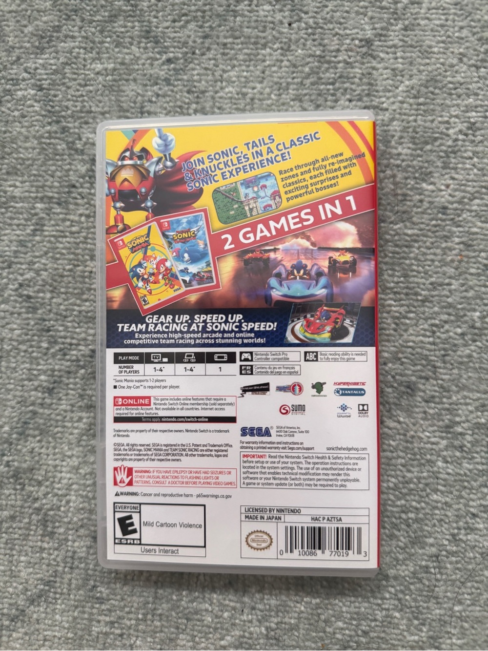 Sonic Mania and Sonic Team Racing Nintendo Switch - Picture 2 of 2